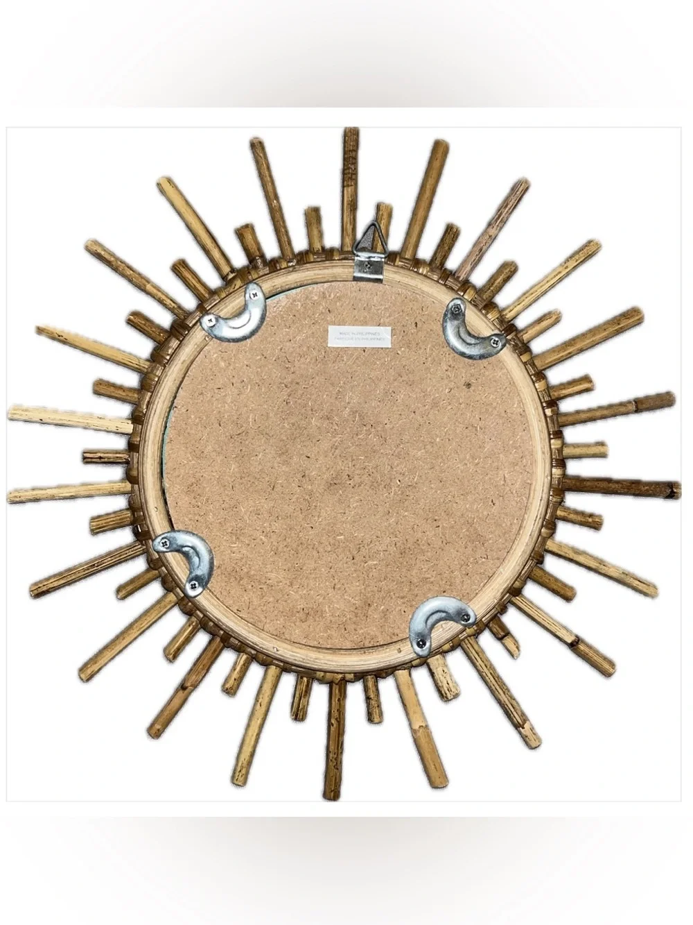 Natural Rattan Sunburst Wall Mirrors - Set of 2